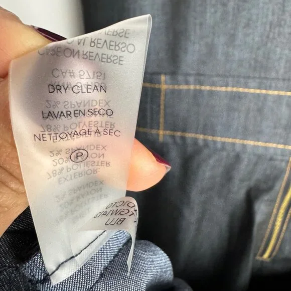 Calvin Klein Soft Jean A-Line Dress Exposed Back Zipper Attached Belt Size 16 - Picture 9 of 10